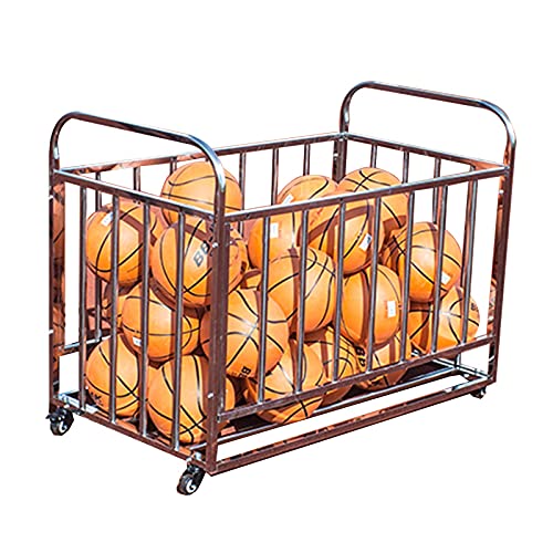 Estante para Pelotas de Baloncesto, Carrito Grande para Pelotas de Baloncesto, Jaula de Voleibol de Acero Inoxidable con Ruedas bloqueables, Resistente para la Escuela, Cesta para 40 Pelotas