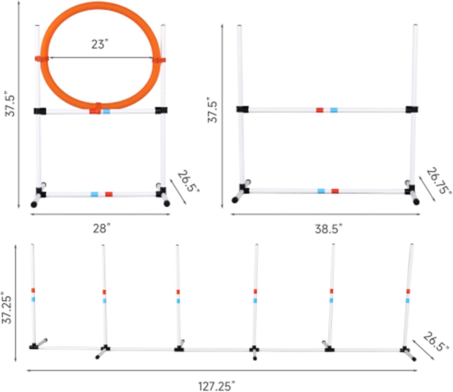 3-Piece Dog Agility Equipment Set, Dog Obstacle Course, Pet Supplies, Outdoor Pet Training Rack for Backyard, Patio