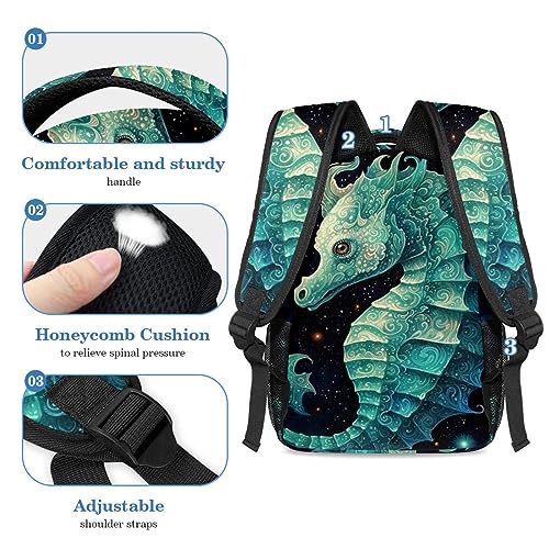 Sac à dos hippocampe multicolore léger et résistant à double compartiment - 4