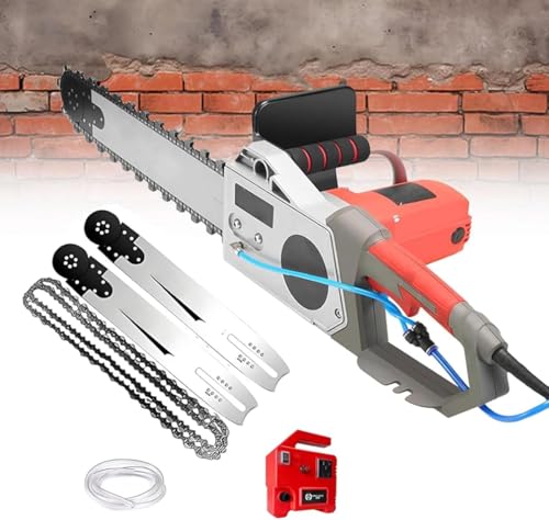 Cortadora de Muros Industrial 5800W/6500W - Motosierras Bomba de Agua, Cadena Diamante, Baja Vibración, 2 Cadenas para Hormigón Armado/Obras