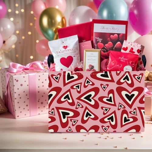 Image of Cute Heart Valentine's Day Basket Gifts Empty Storage Basket for Kid and Baby Room Decor (Abstract Black Red Love)