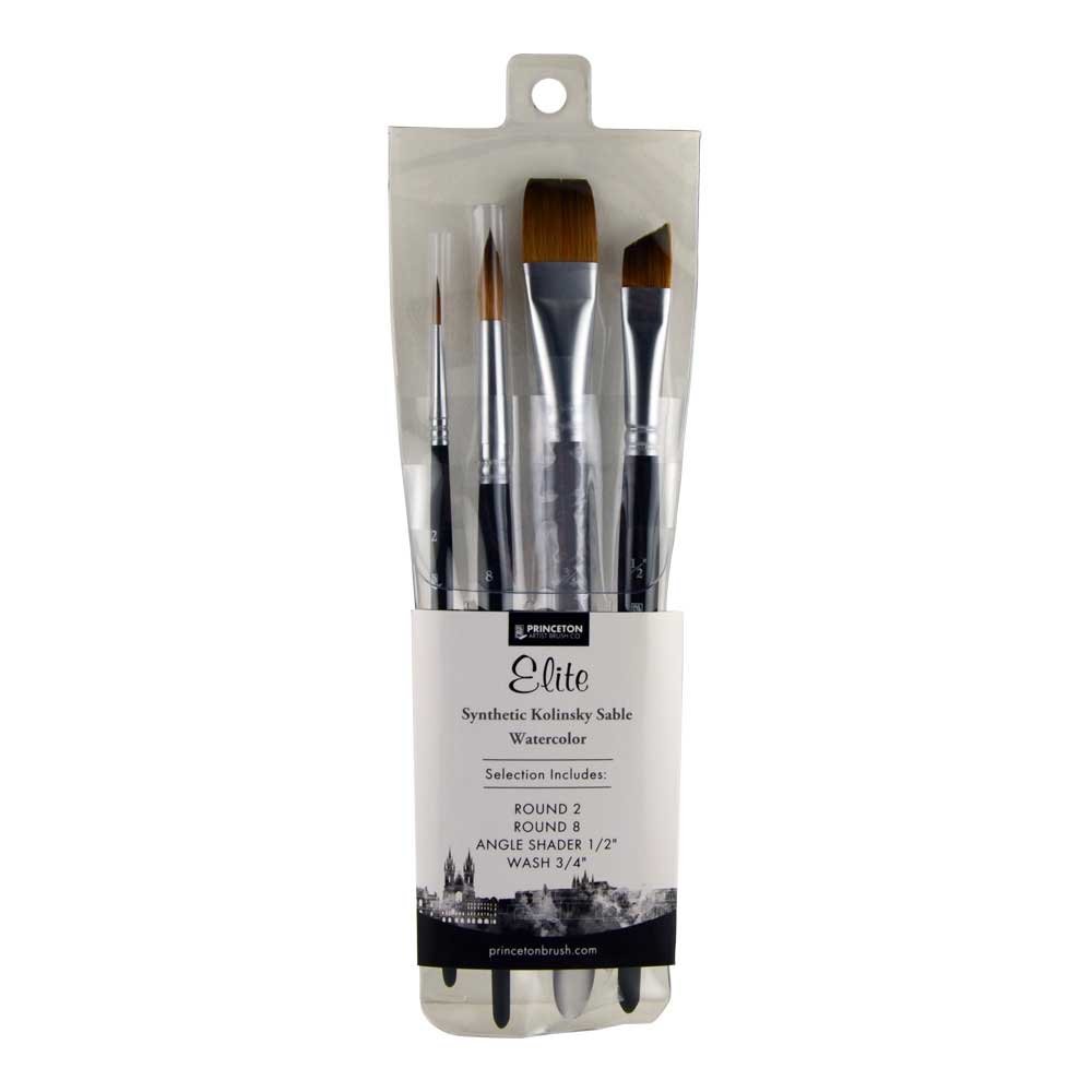 Aqua Elite, Series 4850, Synthetic Kolinsky Watercolor Paint Brush, 4 Piece Set