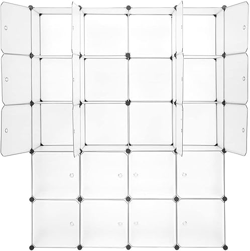 Organizador de 20 cubos, apilable, de plástico, estantes de almacenamiento, diseño multifuncional, modular, armario con barra para colgar, color