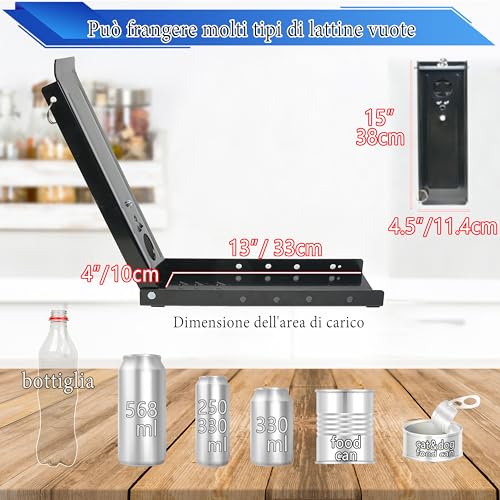 Frantoio per lattine, frantoio a pedale per il riciclaggio, frantoio per lattine di birra resistente, frantoio per barattoli di latta appiattire lattine, bottiglie, lattine da pinta, lattine - immagine 5