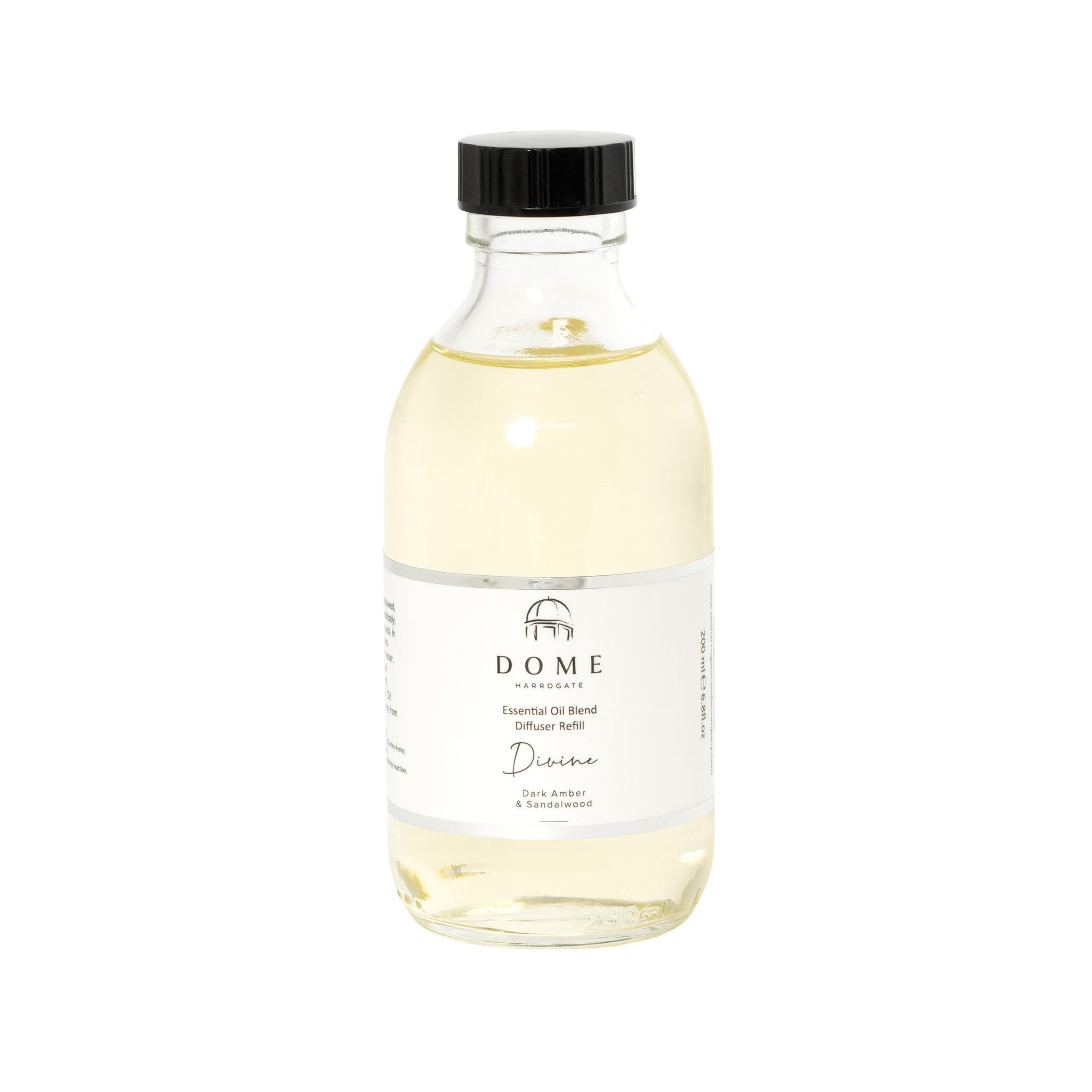 Dome of Harrogate DIVINE Dark Amber & Sandalwood Diffuser Refill – 200ml – Rich, Sensual Fragrance for Relaxation & Stress Relief – Perfect for Home & Office