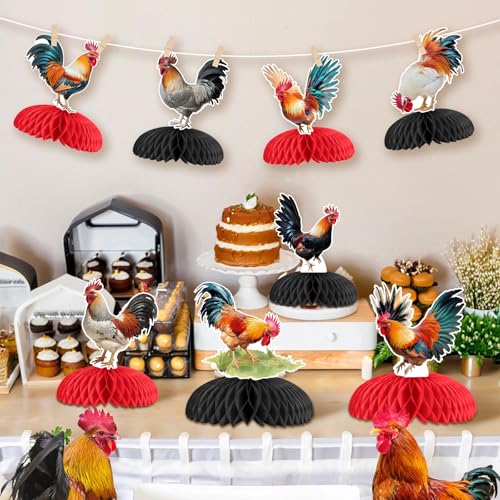 Centros de mesa de panal de gallo con base tridimensional para fiestas 4