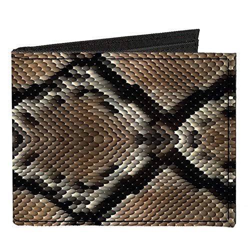 Buckle-Down Men's Standard Canvas Bifold Wallet Snake Skin, 4.0