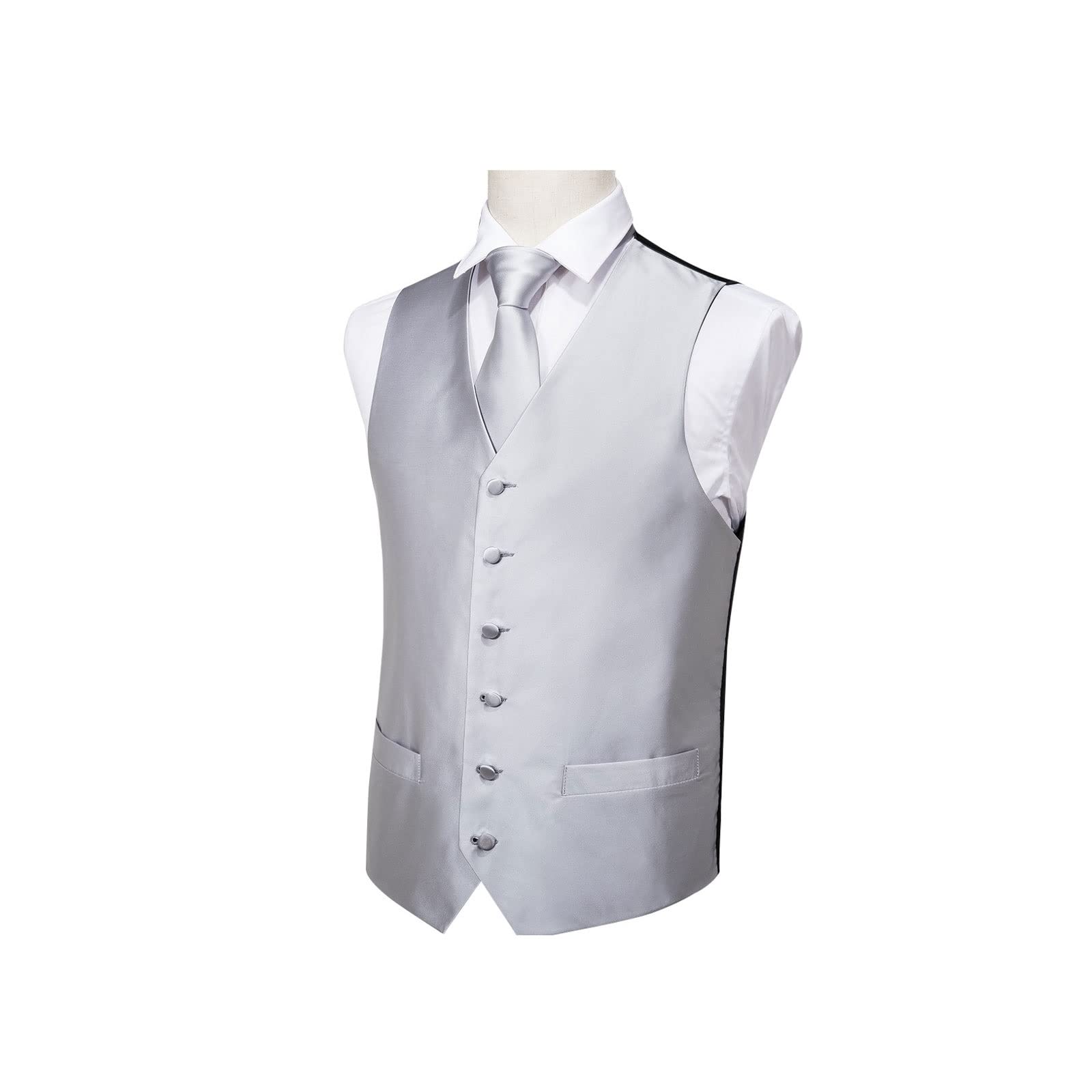 AOMAJKAOMAJK Men's Vest, Dress Vest Set For Men Silk Jacquard Me Vest Suit Male Waistcoat for Wedding Business Formal Jacket (Size : XXL)