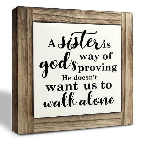 Inspirational Wood Signs, Box Wood Plaques Desk Décor, Sisters Quotes Sign, Sisters Room Decor,...