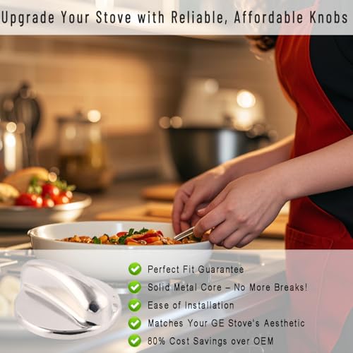 Updated WB03K10303 Stove Knobs Replacement for GE Profile Cooktop & Oven Range, Heavy-Duty Metal Burner Control Knobs, Fit WB03K10208, AP4980246,1810427, etc 5 Packs (Not Universal) view 6