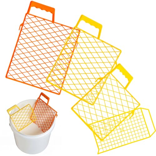 Sliner 4 Pcs Plastic Paint Roller Grid for Paint Trays 1/2/5 Gallon Buckets Yellow Sturdy Strainer Fit Gallon Container Painting Tool Multiple Size Options Home Professional Use