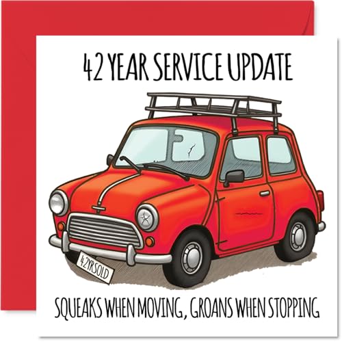42nd Birthday Cards for Men Women - Yearly Service Update - Happy Birthday Card for 42 Year Old Man Woman Son Wife Auntie Sister, 145mm Bday Greeting Cards