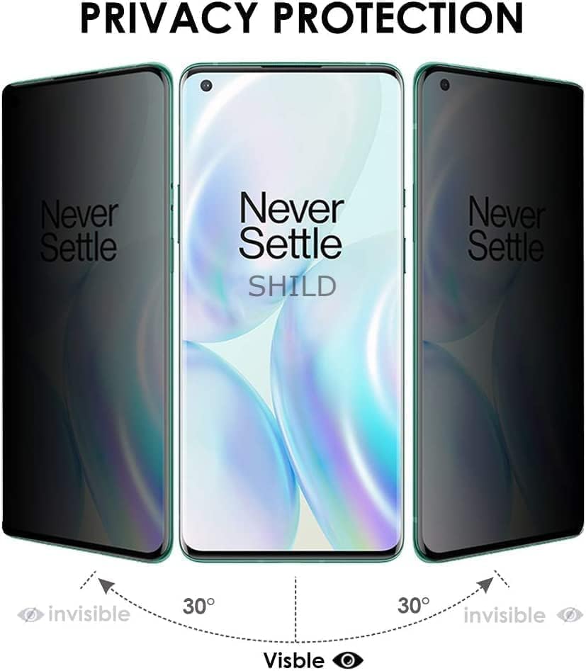 Image of SHILD Privacy Tempered Glass Screen Protector Compatible with OnePlus 10 Pro / OnePlus 9 Pro (6.7 Inch) | Curved UV Anti-Spy Screen Guard | 9H Hardness | HD Clear | Fingerprint Unlock Support | Full Coverage | Easy Installation | Pack of 1