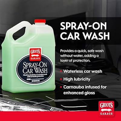Griot's Garage Spray-On Car Wash for Vehicle Cleaning and Detailing, Rinseless and Waterless, No Hose and Bucket Needed, With Carnauba Wax Protection, 11066, One Gallon