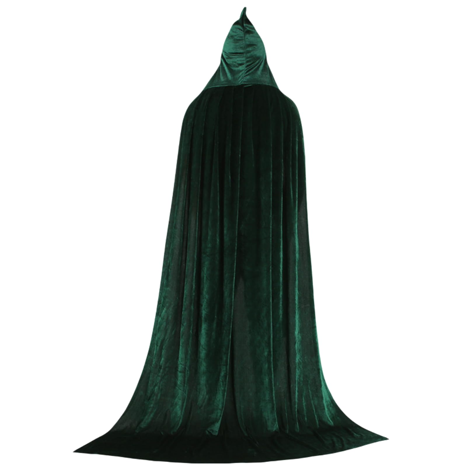 JIAHG Halloween Costume Long Hooded Cloak Full Length Shiny Pleuche Tunic Hooded Cape, 170CM Women Men Fancy Dress Cosplay Long Robe Vampire Cloak Halloween Fancy Cape for Role Play Costume Party โ image 1