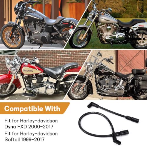Image of 10.4mm Spark Plug Wires for Harley Dyna 00-17 Softail 99-17, Black | For Super Glide /Wide Glide /Low Rider & Springer /Slim /Deluxe /Deuce, Heat & Wear Resistant, Copper Core, Silicone Casing