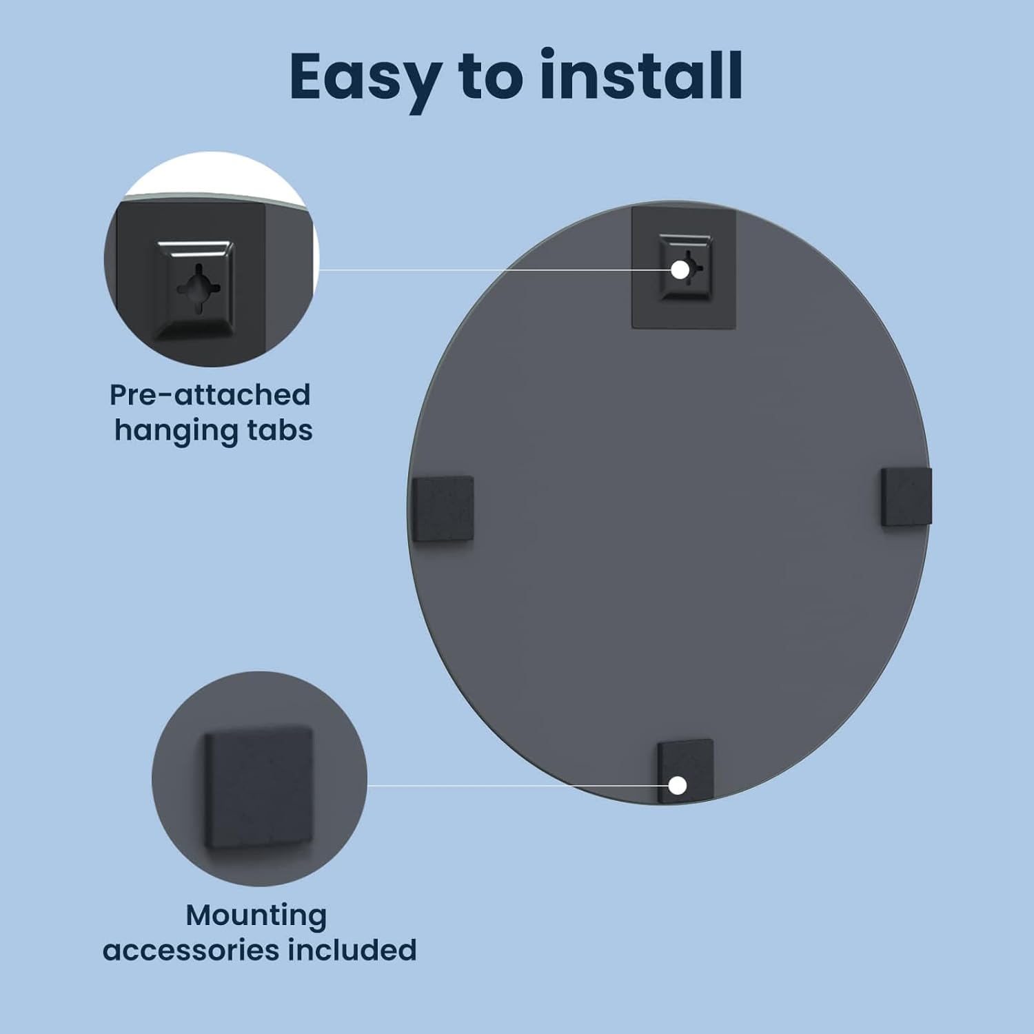 vidaXL Wall Mirror Ø 23.62 in Tempered Glass, Modern Wall Mirror, Elegant Reflective Decor Piece, Minimalist Bathroom, Stylish Indoor for Home Enhancing