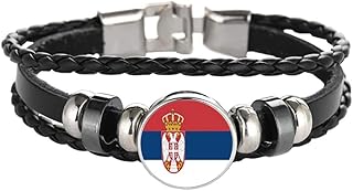 Serbien Flagge geflochtenes Armband Leder Kette Kristall Armband Souvenir, Mode handgefertigte Armband für Mann & Frau bes...