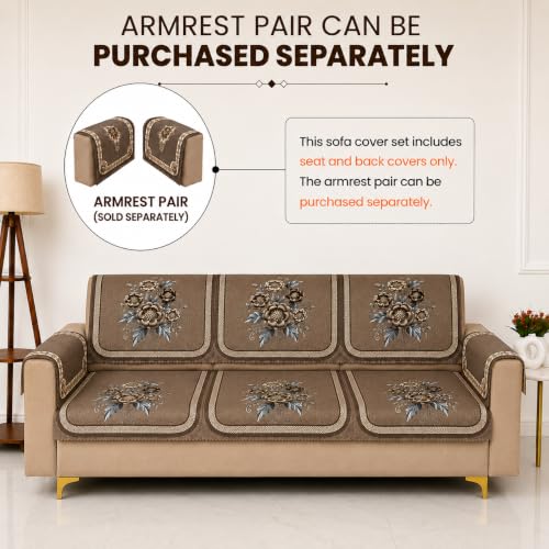 Image of Homerz Premium Waterproof Jasmine Joe Sofa Seat Cover - Floral Printed Sofa Protector | Non-Slip, Washable & Durable Sofa Protector (Mouse, 5 (3+2) Seater with Back)