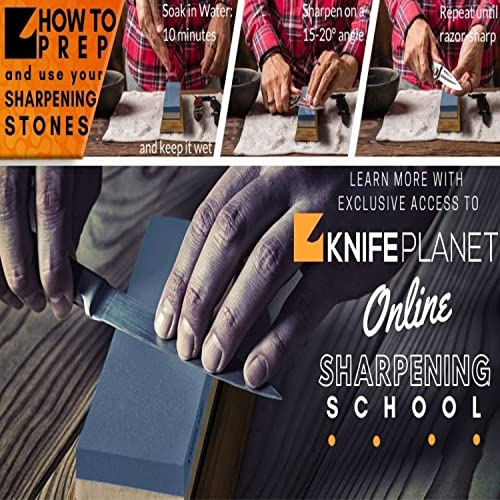 Image of KNIFEPLANET Sharpening Stone Set 400 /1000 and 3000 /8000-Grit Professional, Safe Knife Sharpener Set Whetstone Set Includes Flattening Stone, Bamboo Base, and 2 Nonslip Rubber Bases