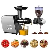 Multifunktions Entsafter Slow Juicer mit Kaffeemühle, Gemüse und Obst Testsieger Profi Entsafter, Elektrische Gratmühle für Kaffeebohnenpfeffer, 18 präzise Einstellung, Leiser Motor,BPA-frei