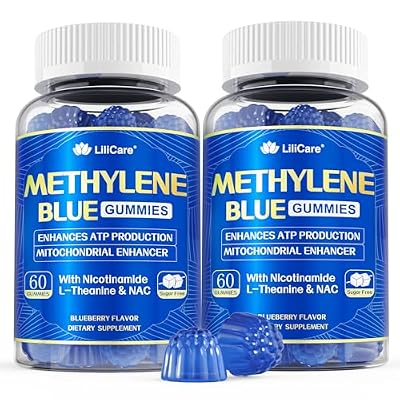 LILICARE Methylene Blue Gummies for Humans, Brain Supplement with NAC, VIT B3 & L-Theanine, Brain & Mitochondrial Support, Enhances Energy, Focus and Cognitive Clarity, Sugar Free, 120 Ct