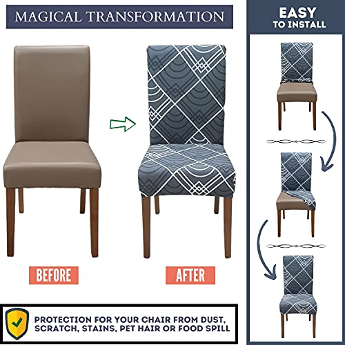 Image of SPRINGRICO Chair Covers for Dining Room 6 Pack, Stretch Dining Chair Cover, Washable Spandex Kitchen Parsons Chair Slipcovers, Removable Seat Protector for Home or Party ( Set of 6, Bora Bora)