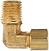 Anderson Metals 50069 Brass Compression Tube Fitting, 90 Degree Elbow, 1/4