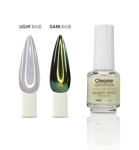Miniatura 2 de LEGACY NAILS Polvo líquido profesional para uñas CROMADO PERLA 0.2 fl oz - Revela la magia de los efectos iridiscentes, nacarados y metálicos - Di