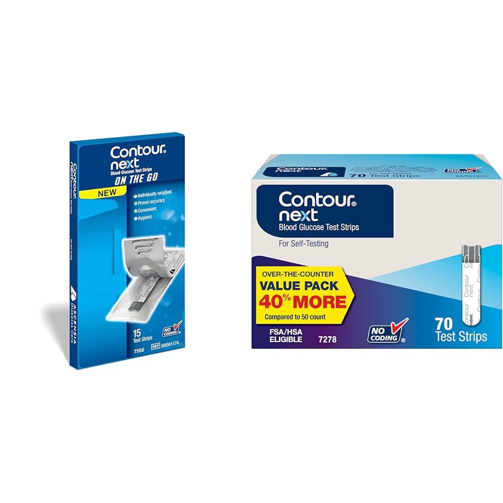 Contour Next Blood Glucose Test Strips for Diabetes – 70 and 15 Count (2 Pack, Total 85) – Accurate, No Coding, Second-Chance Sampling, Works with All Contour Next Meters for Easy Testing