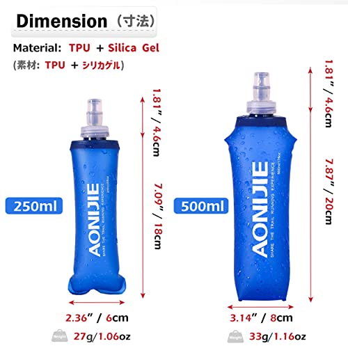 Azarxis TPU opvouwbare zachte fles, BPA-vrij, drinkfles, waterfles voor drinkrugzak, fiets, klimmen en sport, 500 ml - 2 stuks met 2 rietjes) - Image 3