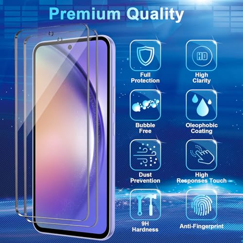 CWQZGUF [4+3 Pack] Screen Protector Compatible with Galaxy A54, 4 Pack Tempered Glass with 3 Pack Camera Lens Protector, High Clarity, Anti-Shatter, Bubble Free - Thumbnail 2