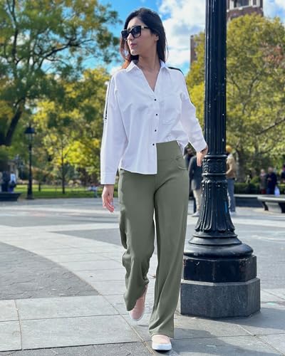 Image of Promover Wide Leg Pants Woman Yoga Pants with Pockets Stretch Loose Casual Lounge Sweatpants Petite /Regular /Tall