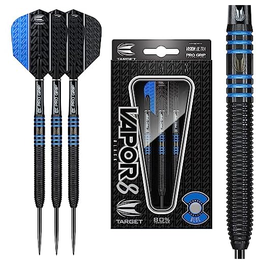 Target Darts Vapor8 Dardos pretos 22G ponta de aço azul 2017