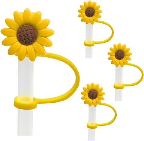 4 dispensadores de paja para beber, tapón de paja de girasol, tapones reutilizables a prueba de salpicaduras, herramienta de cocina, puntas de 4 dispensadores de paja para beber, tapón de paja de girasol, tapones reutilizables a prueba de salpicaduras, herramienta de cocina, puntas de
