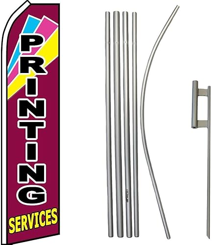Premium Printing Services PinkSwooper Flag & 16ft Flagpole KitGround