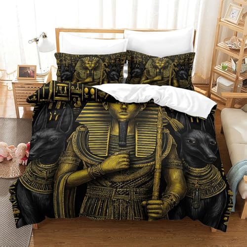 Housse de couette Pharaon imprimé 3D en microfibre ultra douce 140x200 - 3