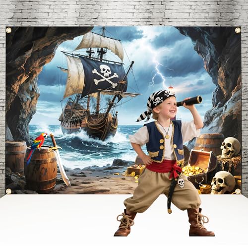 Fondo Fotográfico Barco Pirata 8x6 ft con Cinta miniatura 4
