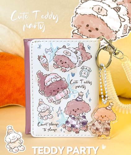 Cute Small Wallet for Women, Kawaii Trifold Wallet Coquette Stuff Card Holder Fairycore Y2k Accessories Short Purse (Teddy)3