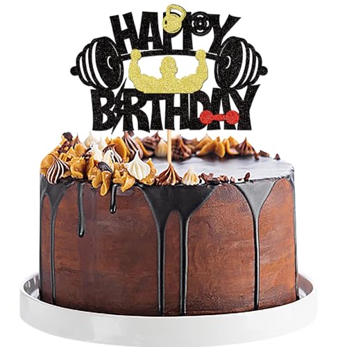 Blumomon 1 Stück Glitter Gym Thema Cupcake Topper Gewichtheben Cupcake Topper für Cross Fit Party Fitness Themed Birthday Party Supplies…