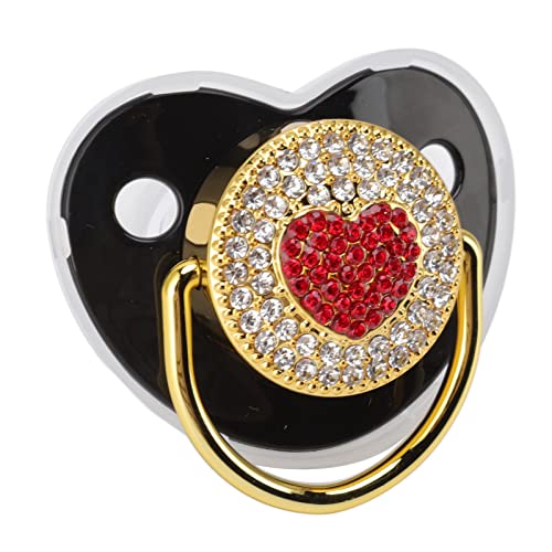 Image of Baby Pacifier - Heart Shape Shinning Baby Soother Nipple, Personalized Pacifier Glitter Crystal Luxurious Dummy Ideal Gift Bling Pacifier for Girl Baby Shower Newborn Photography (Black)
