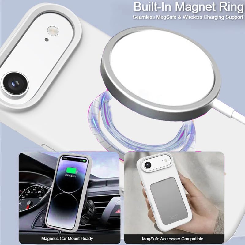 Image of LuxuryKase Silicone Magnetic Case for iPhone Air | Soft Microfiber Lining | MagSafe Support | Shockproof Protective Cover | Precise Cutouts | Slim Fit Design - White