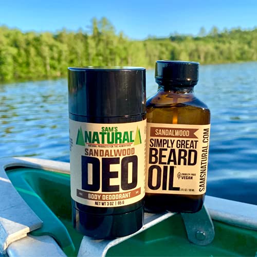 Simply Great Beard Oil - Sandalwood Scented Beard Oil - Beard Conditioner 3 Oz Easy Applicator - Natural - Vegan And Cruelty Free Care For Beards - Gifts For Men With Beards #TOP2
