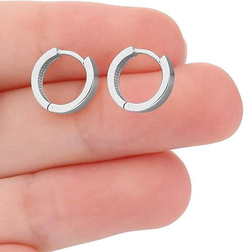 Miniatura 3 de 14kt Gold Huggie Hoop Earrings Minimalist Small Simple Thin huggies For Women and Men Polished Flat Hinged Hoop