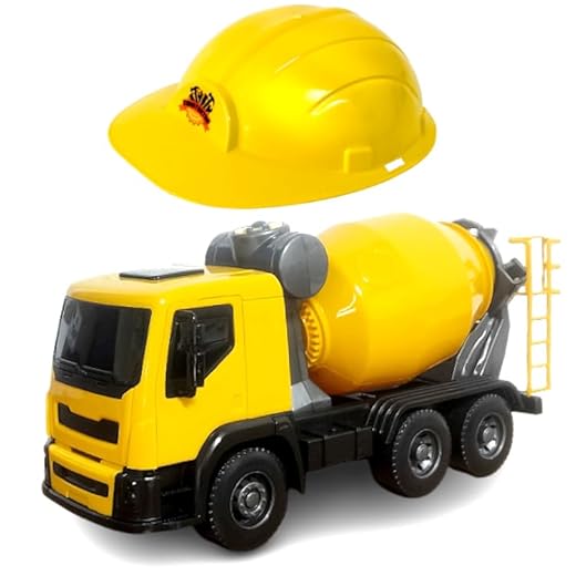 Caminhão de Brinquedo Betoneira que Gira com Capacete Operário Infantil