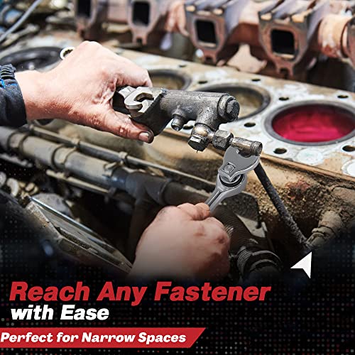 Crows Foot Wrench Set (Sae/Inch) Easily Access Hard-To-Reach Areas, Ideal For Tight Spaces, Great For Automotive Repair Work - Includes Sizes: From 3/8" To 1 Inch - 10-Piece Kit With Clip-On Organizer #TOP5