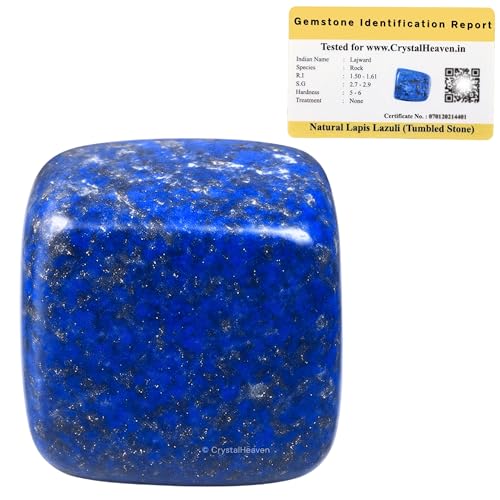 Image of Certified Lapis Lazuli Crystal Healing Tumbled Stone, Natural Polished Crystals for DIY Crafts, Manifestation, Meditation, Pooja Feng Shui and Reiki Healing (30 Grams)