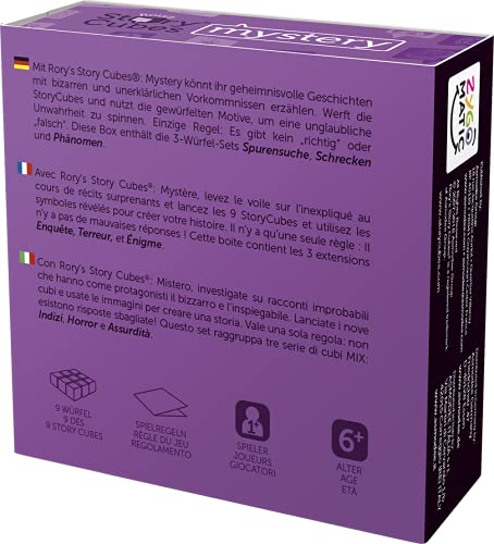 Asmodee Italie, Rory's Story Cubes Mistery (Violet), Jeu de Dés pour Créer des Histoires, Édition en Italien, 8079