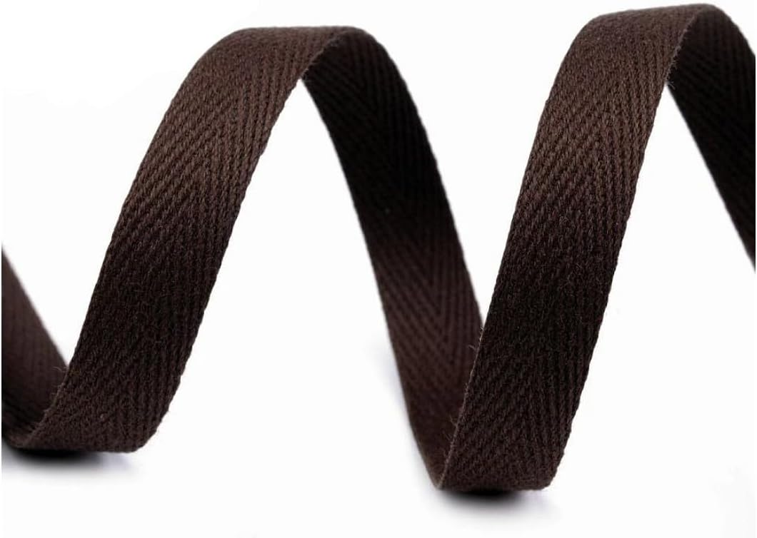 cyclingcolors Twill Tape Bias Binding Cotton Webbing Herringbone Ribbon Width 10 mm x Length 50 m Brown