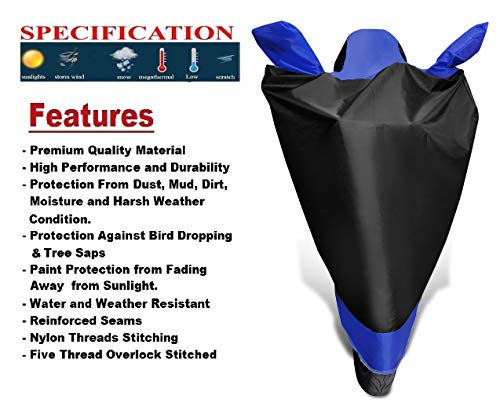 Image of Auto Hub Scooty Cover Compatible with Dio with Mirror Pocket, Dustproof, Heat Resistant, Triple Stitched, Dio Scooty Cover- Black, Blue